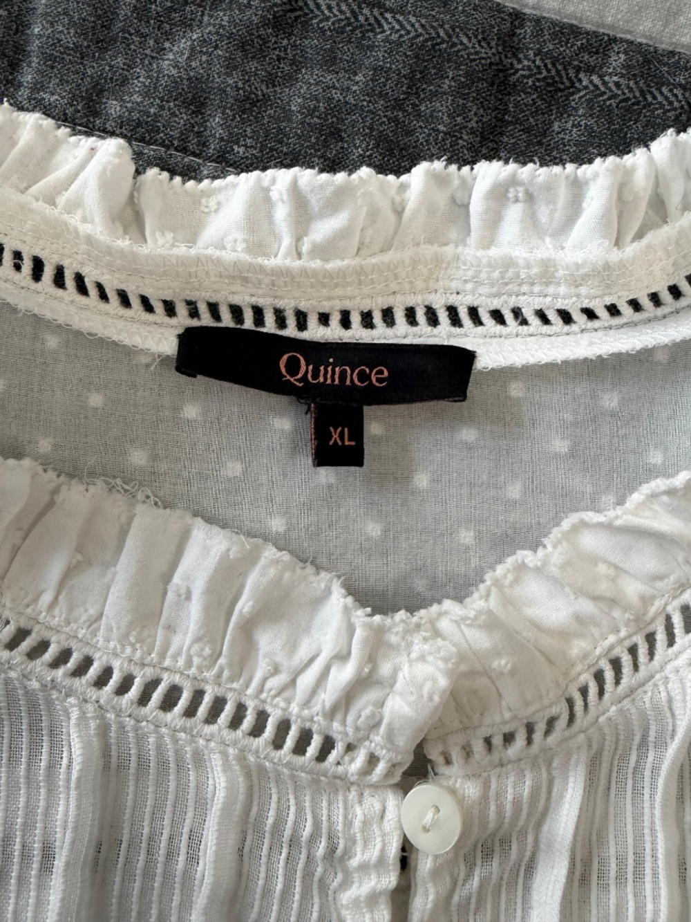 Quince Textured Cotton Peasant Blouse size XL - Picture 3 of 7